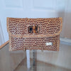 Isla Crossbody Straw Clutch | Brown and Natural Peas and Rice