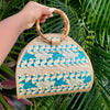 Lila Straw Handbag | Aqua and Natural