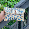 Isla Crossbody Straw Clutch | Blue and Natural