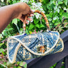 Panache Straw Purse | Blue and Natural