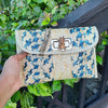 Isla Crossbody Straw Clutch | Blue and Natural