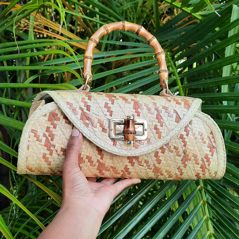 Panache Straw Purse | Brown and Natural