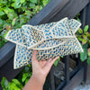 Lena Straw Clutch | Blue and Natural